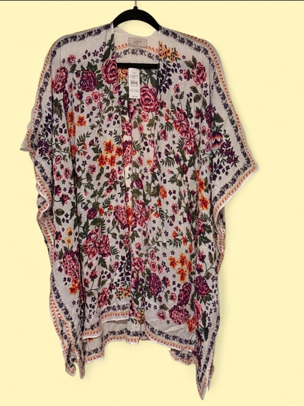LOFT shortsleeve floral print kimono NWT one size boho